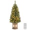 Costway 4 FT Pre-Lit Potted Christmas Tree Pine Needles 3 Dynamic Modes Remote Control